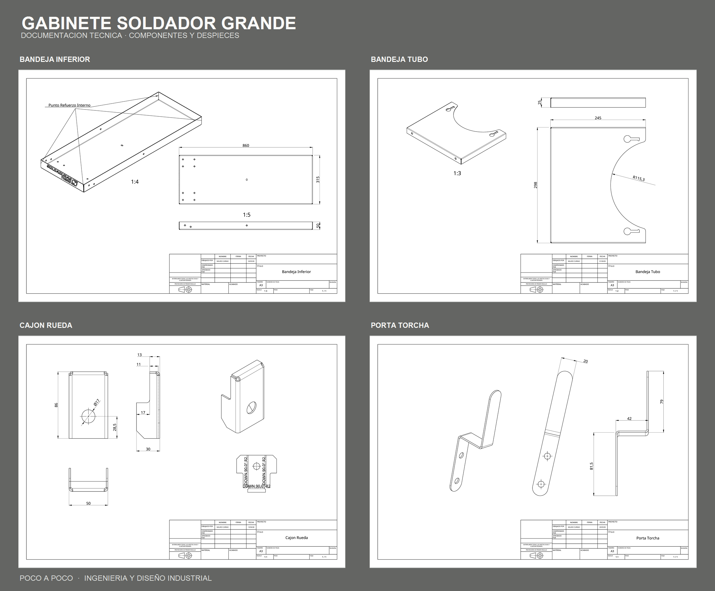 Composición: modelo 3D avanzado, despiece, detalles y componentes