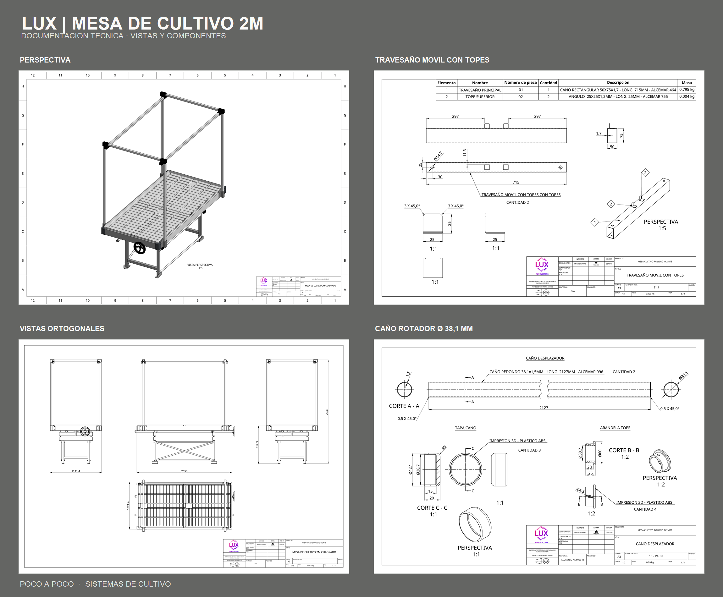 Composición: plano de conjunto, despiece, detalles y lista de materiales